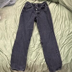 Denim Forum Women's Straight Leg Jeans in Washed Black